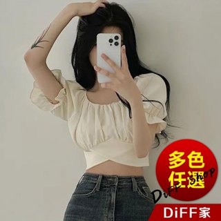 【DIFF】韓版款設計感短後背綁帶短袖上衣 短版上衣 顯瘦上衣 衣服 夏天女裝 短板上衣 短版t恤 女裝【T615】