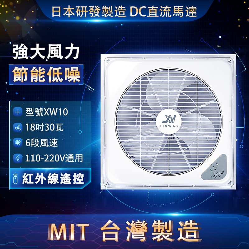 Xinway 星威 台灣製 18吋 輕鋼架循環扇 DC扇 全電壓 天花板 吸頂 空氣循環 附遙控器 XW10