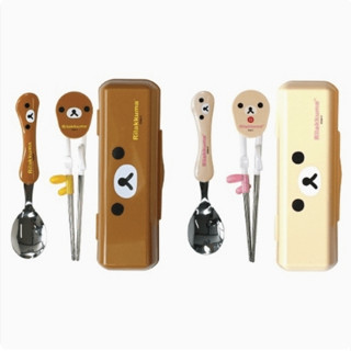 S MATE【現+預】❤️韓國 拉拉熊&牛奶熊 不鏽鋼學習筷 湯匙 餐具袋 收納盒 3件式餐具組