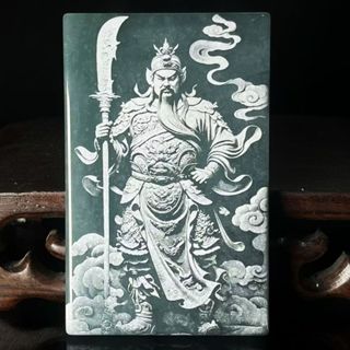 *臺灣出品現貨*【師傅開光】天然關公關二爺關公項鍊關二爺避邪護身符招財項鍊關聖帝君玉關聖帝君吊墜藍水影雕