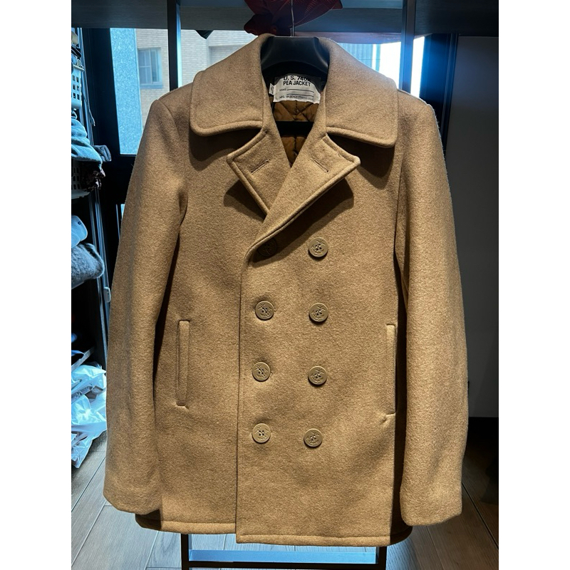 稀少 特殊色 美國製 Schott 740N Pea Coat 經典款 32oz 海軍大衣 沙色 卡其 蜘蛛人著用