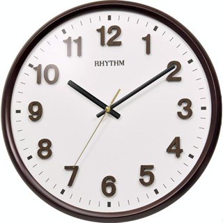 RHYTHM CLOCKS 麗聲厚實木質深咖啡3D立體數字刻劃凸鏡面靜音掛鐘 型號：CMG127NR06【神梭鐘錶】