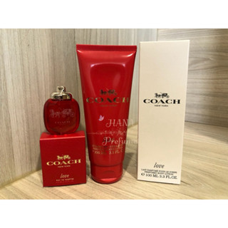 Coach 時尚戀紅女性淡香精4.5ml + 身體乳100ml/香水乳液 香氛乳液 love 身體乳白色外盒包裝