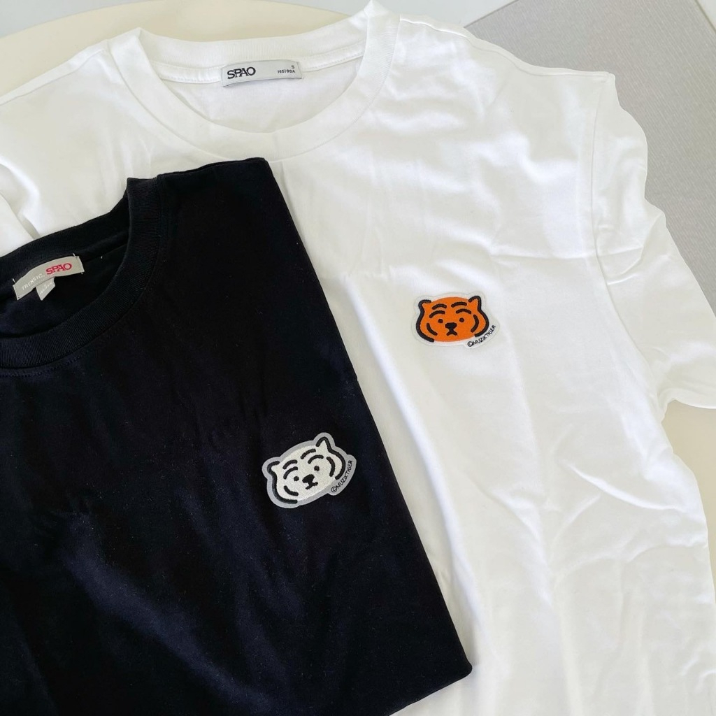 【1-2天出貨】SPAO x Muzik Tiger 小老虎短袖 1+1 組合 兩件 短踢 短T 情侶款 韓國代購