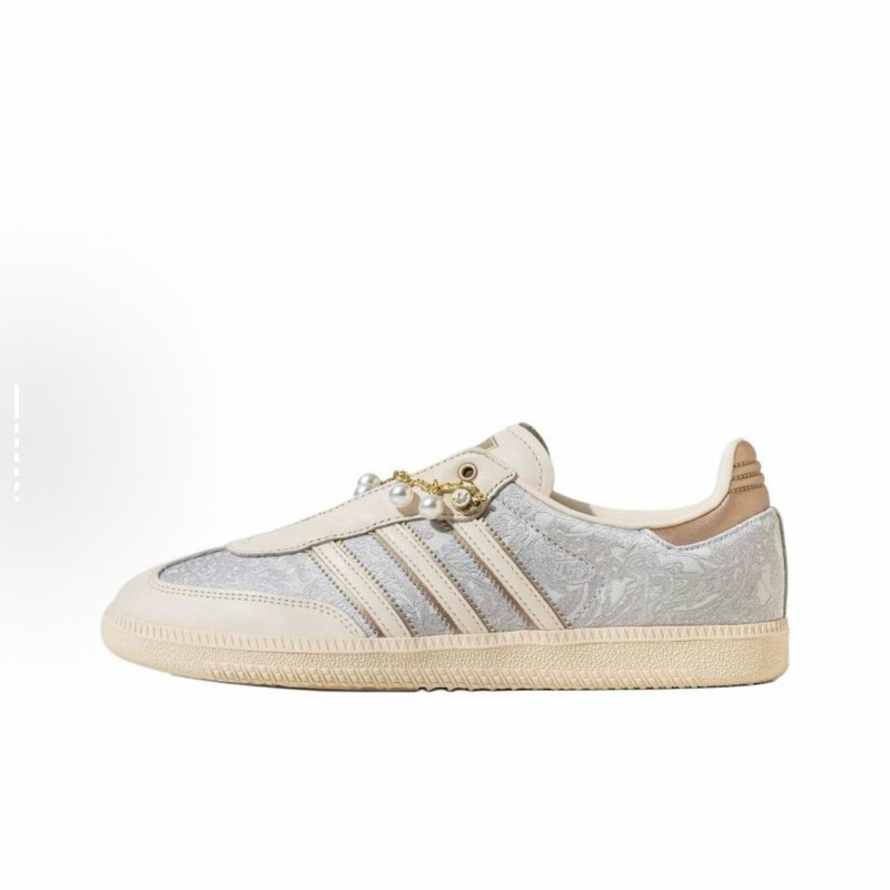 ADIDAS ORIGINALS SAMBA 法式奶油 絲綢 珍珠刺繡  JQ2616