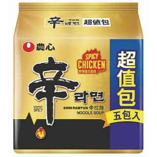 農心辛拉麵超值包 袋裝5入 辛拉麵香辣雞肉 泡麵 湯麵 Nongshim 農心拉麵 即食 辣雞拉麵