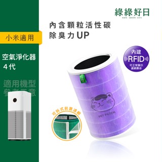 含RFID|適用 小米 4 4 Lite 4 Pro 空氣循環淨化器 抗菌HEPA活性碳複合式濾網 綠綠好日