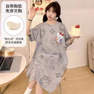 【多多的店】現貨 臺灣出貨 免穿文胸 牛奶絲 春夏款 睡裙 睡衣 寬鬆 大人加大碼 85公斤可穿 法蘭絨 家居服睡衣