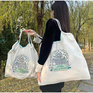 日本代購ball&chain刺繡 白雪城堡🏰 挎帆布包購物袋通勤包包