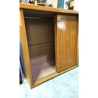 【銓芳傢俱】柚木色 雙推門衣櫃/衣櫥 寬106*深60*高106cm 吊衣櫃 掛衣櫃 收納櫃 衣物櫃 滑門衣櫃 兒童衣櫃