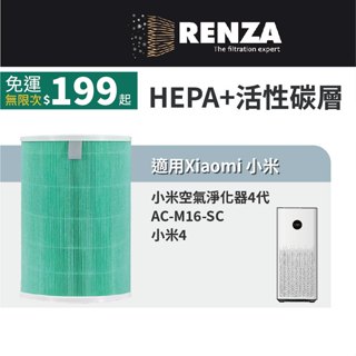 適用 Xiaomi 小米 空氣淨化器4代 小米4 AC-M16-SC 空氣清淨機 HEPA+活性碳濾網 含RFID晶片