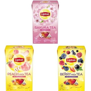 【餅之鋪】日本版 立頓 Lipton 15枚 綜合莓果風味 櫻花風味 白桃綜合水果風味茶包24g