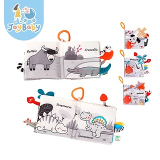 JOYBABY 寶寶布書 立體尾巴觸覺認知學習書 動物英文黑白啟蒙認知書 學習書