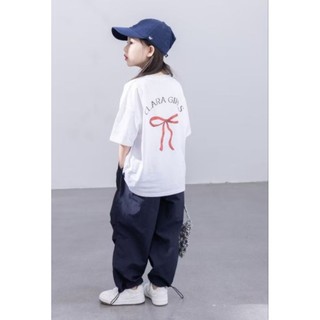 【二手童裝】CLARA 前後蝴蝶結印花棉T 女童 150cm