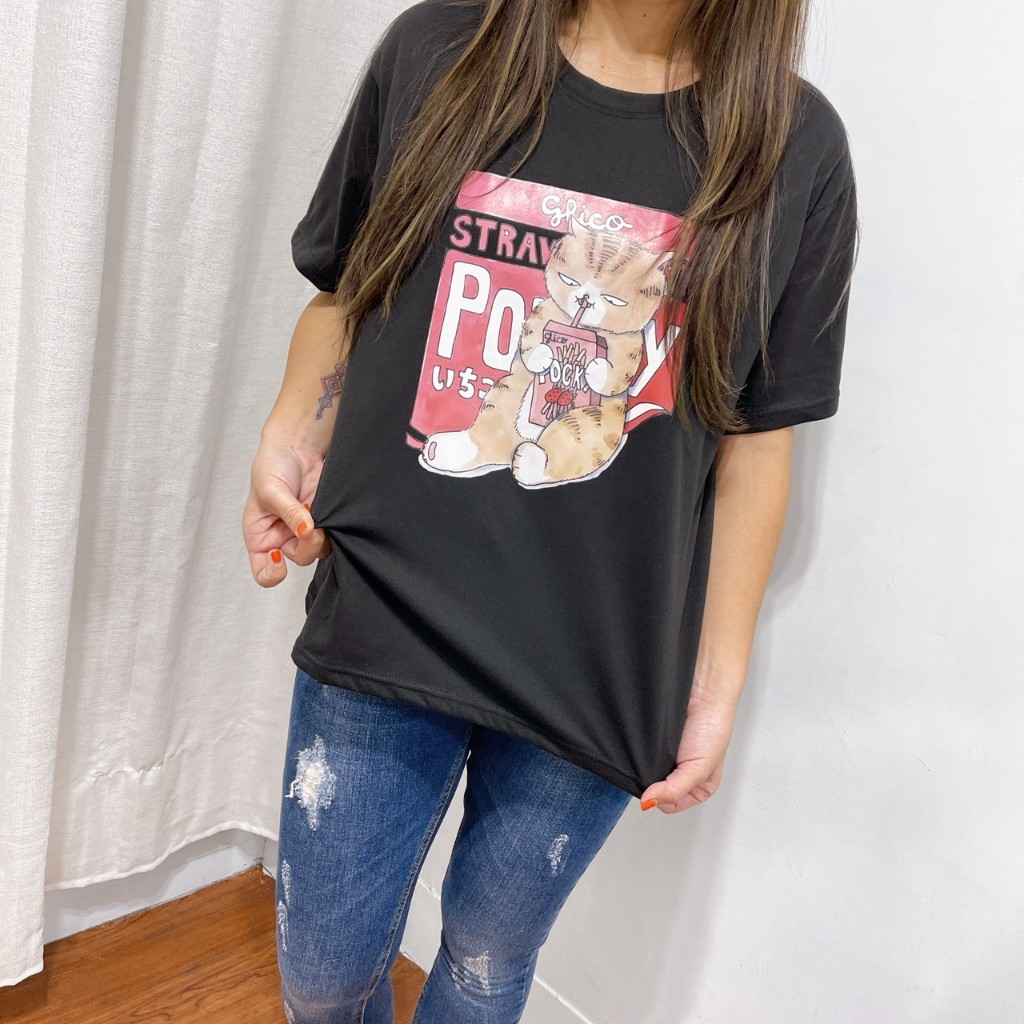 pocky cat 正韓t恤 韓t <韓國棉 舒服好穿> pocky貓 超可愛啦～