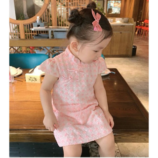 ♥️臺灣現貨♥️兒童旗袍 甜美可愛洋裝 中國風洋裝 夏季薄款女童旗袍 女童洋裝 夏季短袖洋裝