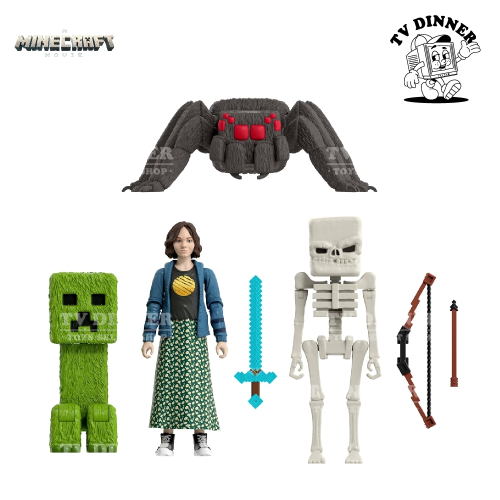 ❰電視晚餐❱ ❰預購❱ Mattel 美泰兒 麥塊電影 Minecraft 角色4入套組 4吋可動公仔 配件
