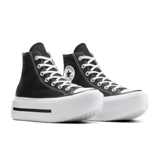 CONVERSE【新款】男女款高筒雙層厚底 輕量 帆布鞋-A12975C -黑色 All Star 厚底 增高