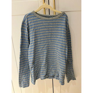 二手男童Uniqlo藍灰條紋長袖上衣
