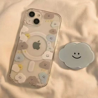 iphone 16 pro 手機殼 雲朵 手機支架 磁吸款 透明 蘋果 Apple