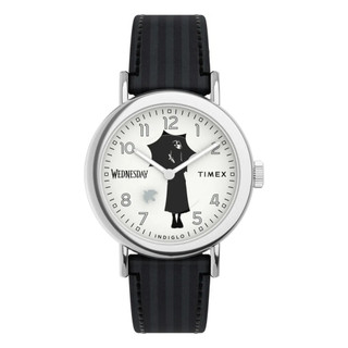 【TIMEX】天美時 x Wednesday 37毫米 熱門影集 星期三聯名暗黑風格腕錶(白x黑TXTW2Y19400)