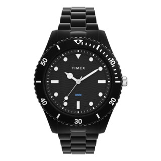 【TIMEX】天美時 Legacy 42毫米 #Tide 海洋再生塑膠 摺疊錶扣腕錶 (黑 TXTW2Y04500)