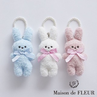 Maison de FLEUR 暖暖小兔格紋緞帶串珠吊飾(08000471900)