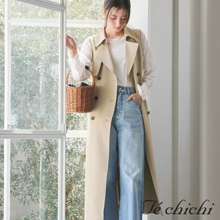 Te chichi 宮本茉由著用款-方釦腰帶配飾無袖風衣洋裝(0F000618210)