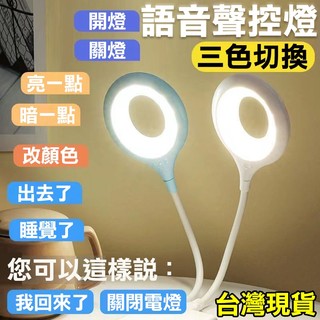 台灣現貨 智能語音燈 USB 智能聲控燈 三色燈 LED燈 USB插口 即插即用 小夜燈 床頭燈 日光燈 小檯燈