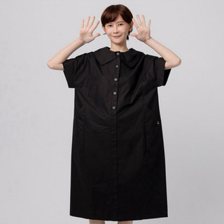 a la sha【全新、黑S】簡約寬領短袖洋裝👗