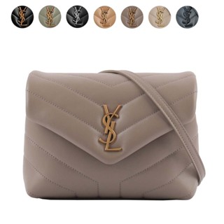 YSL Monogram Lou Lou V紋小牛皮斜揹包(MINI)(任選) 678401 DV70
