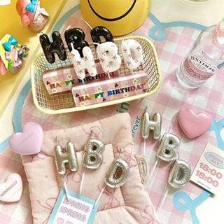 現貨當天寄『韓風INS系列-HBD字母/鬱金香造型蠟燭』慶生/生日派對/生日蛋糕裝飾/生日蠟燭