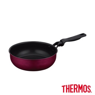 【THERMOS膳魔師】厚鑄耐摩不沾鍋 單柄深煎鍋24cm(KFM-024D-R)