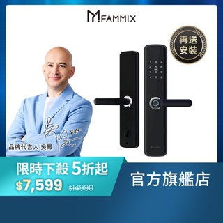 【FAMMIX 菲米斯】五合一智慧指紋安全電子鎖(指紋/密碼/卡片/鑰匙)(含安裝/教學)