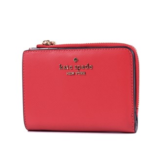 KATE SPADE Madison L型拉鍊袋防刮釦式短夾-紅色 【美國正品現貨】