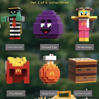 臺灣發貨/免運 正版 我的世界 麥塊 麥當勞買塊 minecraft 全新帶盒+卡片+公仔 我的世界大電影聯名公仔