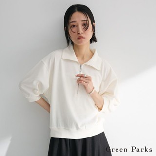 green parks 休閒半拉鍊翻領七分袖上衣(06000444700)