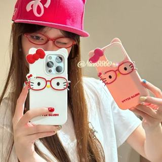古早Kitty 立體蝴蝶結 眼鏡凱蒂貓適用於iPhone16 15 14 13 Pro Max 16pro 防摔 手機殼