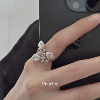 珍豬釋迦Pearler | 《繁花晨曦》花瓣珍珠戒指 天然淡水珍珠 S925銀戒指 銀飾 戒指
