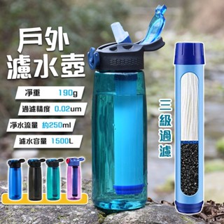 隔日達+現貨 過濾水壺 運動水壺 野外濾水器 水壺 水杯 飲水濾水器 求生吸管水壺 戶外緊急濾水水壺 應急濾水水壺