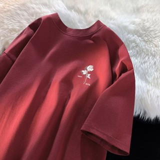 👍高階穿搭玩家t恤 6XL 130公斤可穿 100%純棉 創意玫瑰印花t 寬鬆流行T恤 大尺碼 下半身失蹤上衣 兔貳肆