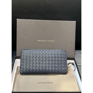 💎Han's house精品服飾💎BOTTEGA VENETA BV 編織 真皮 長夾 皮夾 義大利製 深藍