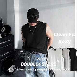 DOUBLE4 短版 無袖背心 素面 Clean Fit Boxy 挺版 百搭 健身 運動 背心男 2526