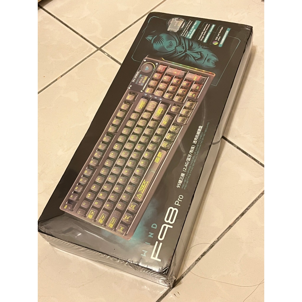 【AULA/狼蛛】全新 電競鍵盤 三模(藍芽/USB/無線2.4G) RGB 黑透F98pro