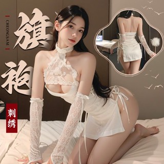 霏慕 鏤空 復古國風 古典旗袍 製服誘惑 角色扮演 情趣內衣 性感睡衣 性感內衣 免脫 戰袍 夫妻刺激 女丁字褲套裝