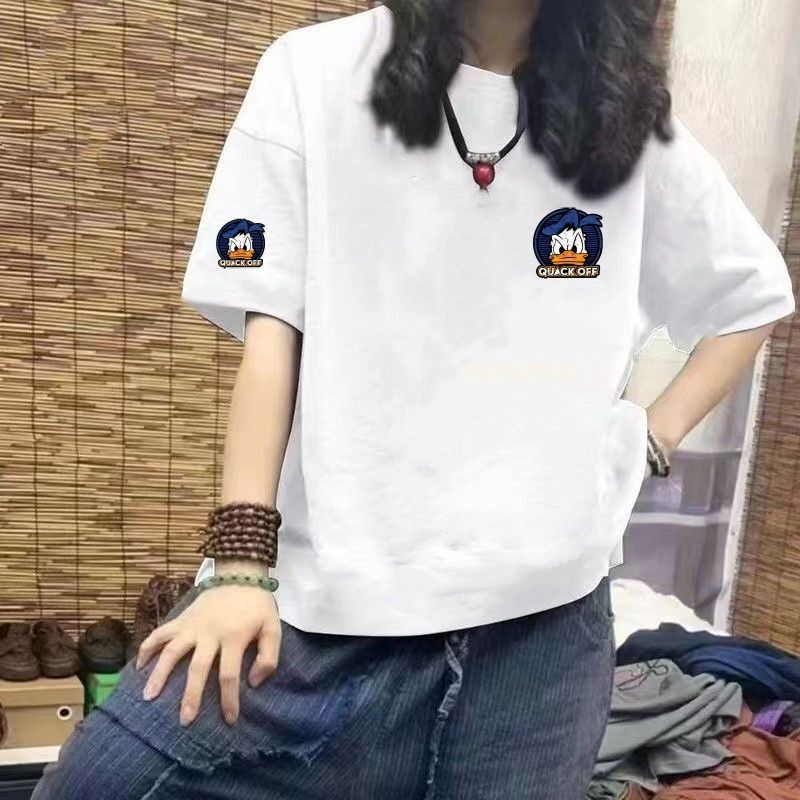 100%純棉 短袖上衣 短袖T恤女 美式上衣 情侶短袖 寬鬆上衣 大力水手 大嘴鴨 卡通上衣 女短袖 印花 T恤女