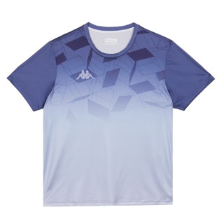 KAPPA 時尚吸濕排汗型男短袖圓領衫淺丈青滿版 臺灣製 33258RW867 公司貨