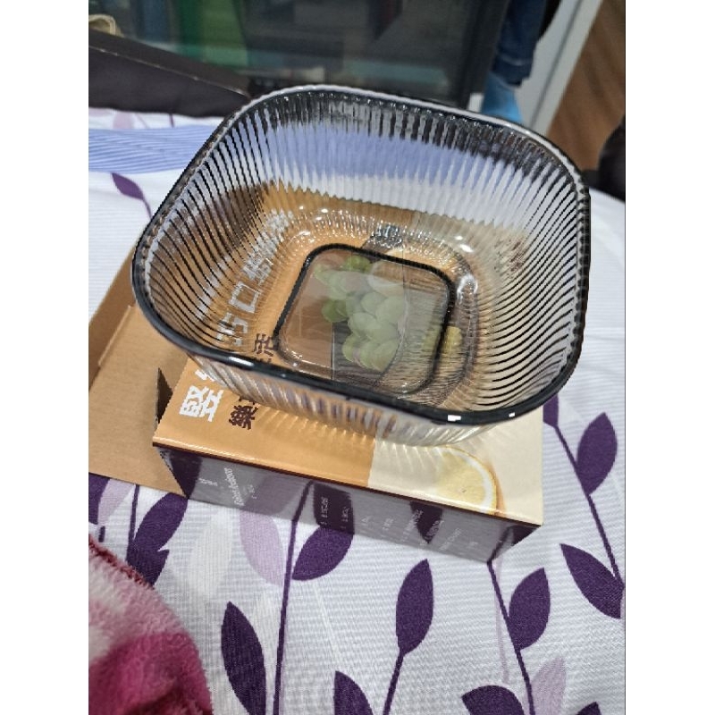 金.安德森豎紋方口玻璃碗