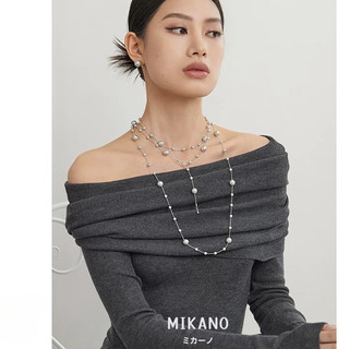 MIKANO 18k真金電鍍 高級灰一款多帶長款精緻珍珠項鏈 毛衣鏈 項鏈女 高級時尚 精緻百搭