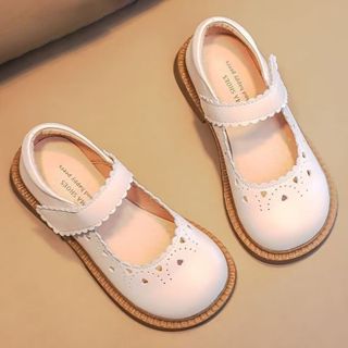 【Size26-37】女童公主鞋 皮鞋 春夏兒童單鞋 女寶寶軟皮軟底 豆豆鞋 鏤空小女孩鞋 包頭鞋 鏤空涼鞋